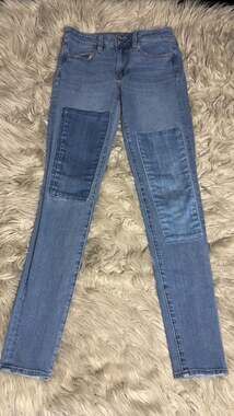 American Eagle 360 Super Stretch Skinny Patchwork Jeans Size 2 Regular